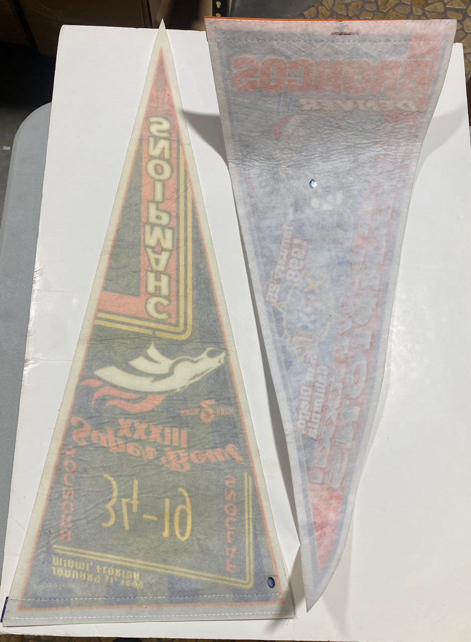 Denver Bronco Championship Pennant Banners '99 and '98