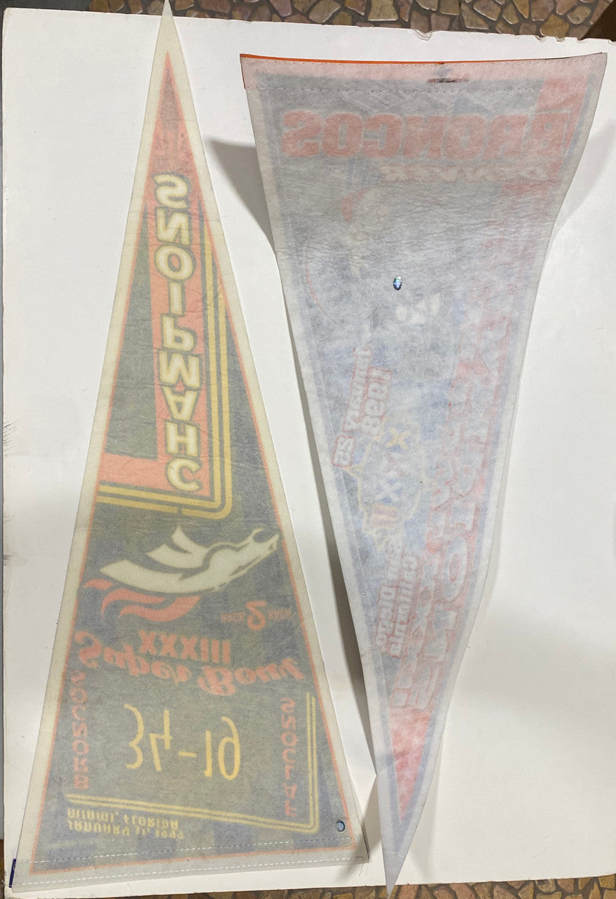 Denver Bronco Championship Pennant Banners '99 and '98