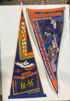 Denver Bronco Championship Pennant Banners '99 and '98