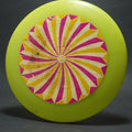 Psychedelic Spiral Flyer Vintage Flying Disc, Paper Label 8.75 in