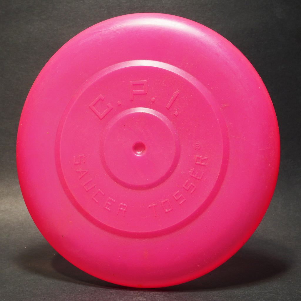 CPI Saucer Tosser Raised Letters, Pink Vintage Flying Disc 9.5 in