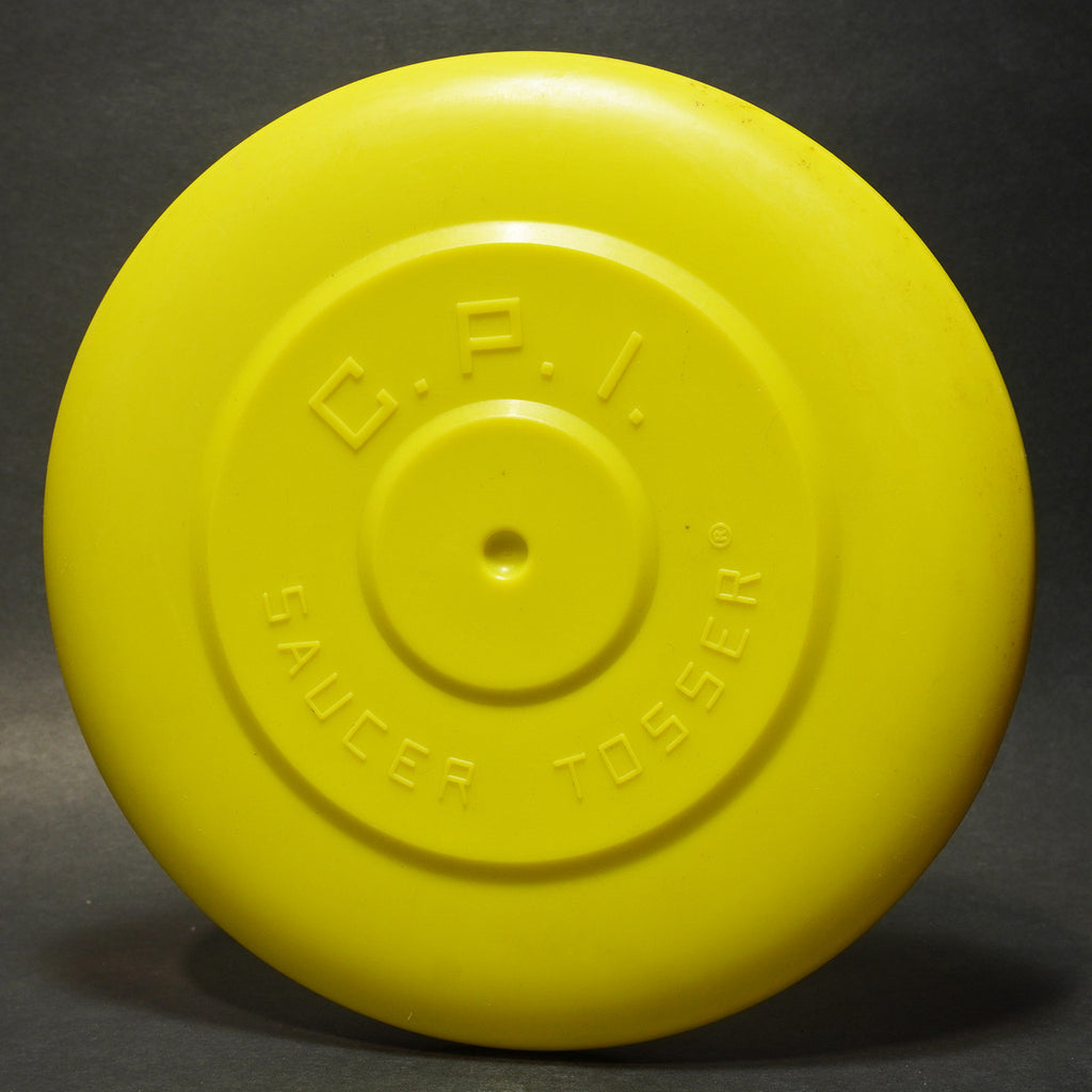 CPI Saucer Tosser Raised Letters, Yellow Vintage Flying Disc 9.5 in