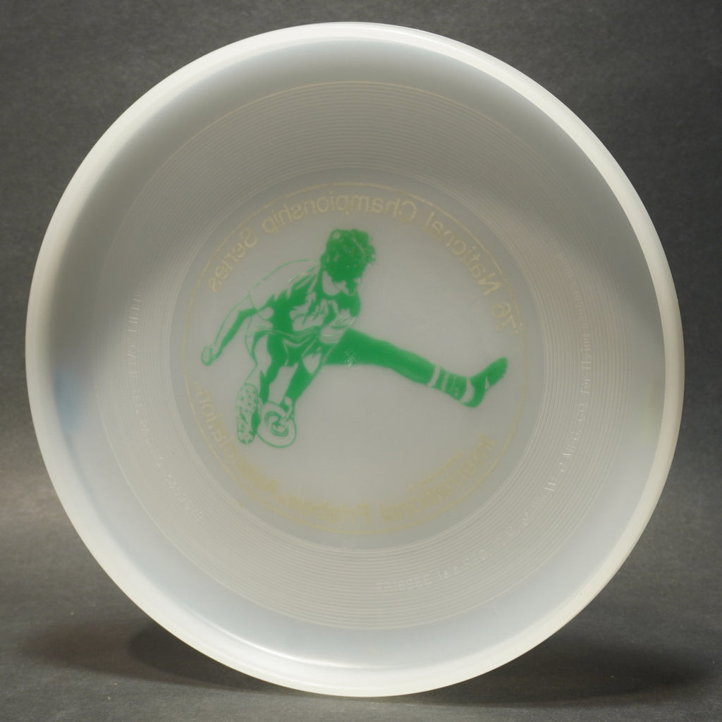 Wham-O North American Series 1976 Frisbee, 40 Mold Clear w/ Green Jimmy Scala Hot Stamp, 119g