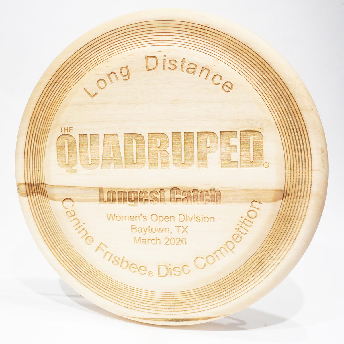 Wood Engraved Fastback / Disc Dog Trophy Award
