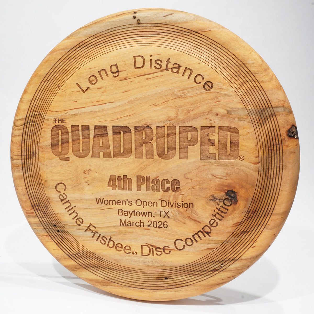 Wood Engraved Fastback / Disc Dog Trophy Award