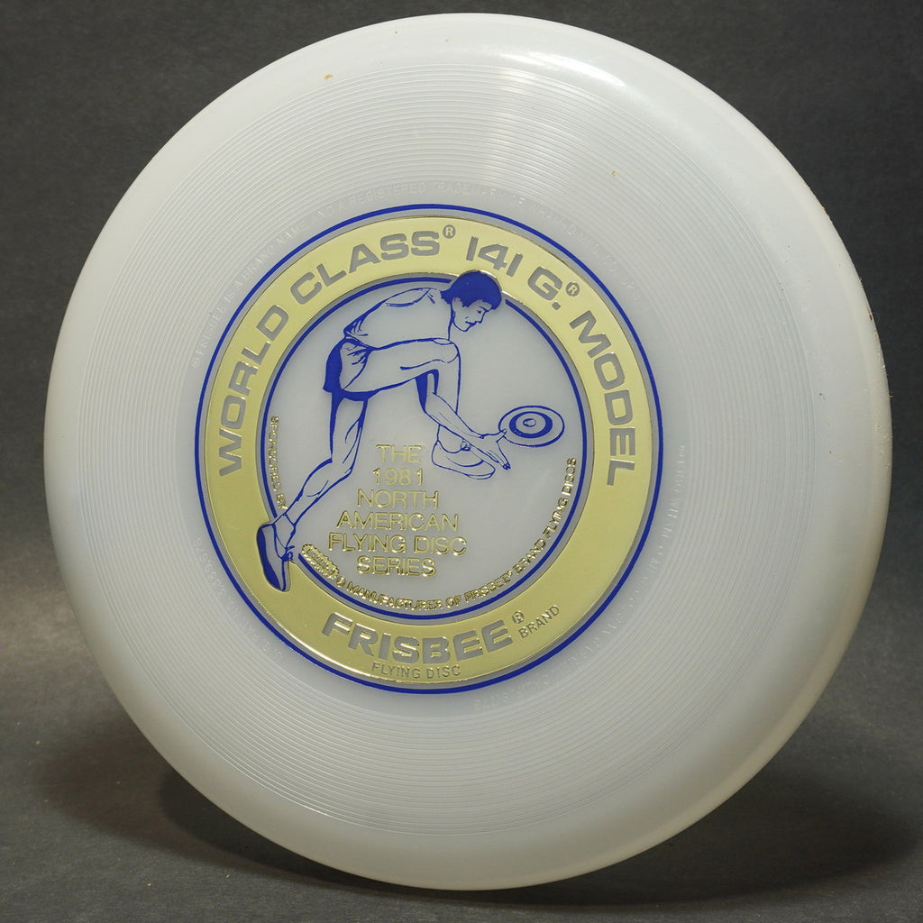 Wham-O 1981 North American Series 52B E Mold Disc, Clear w/ Gold Blue, 141g