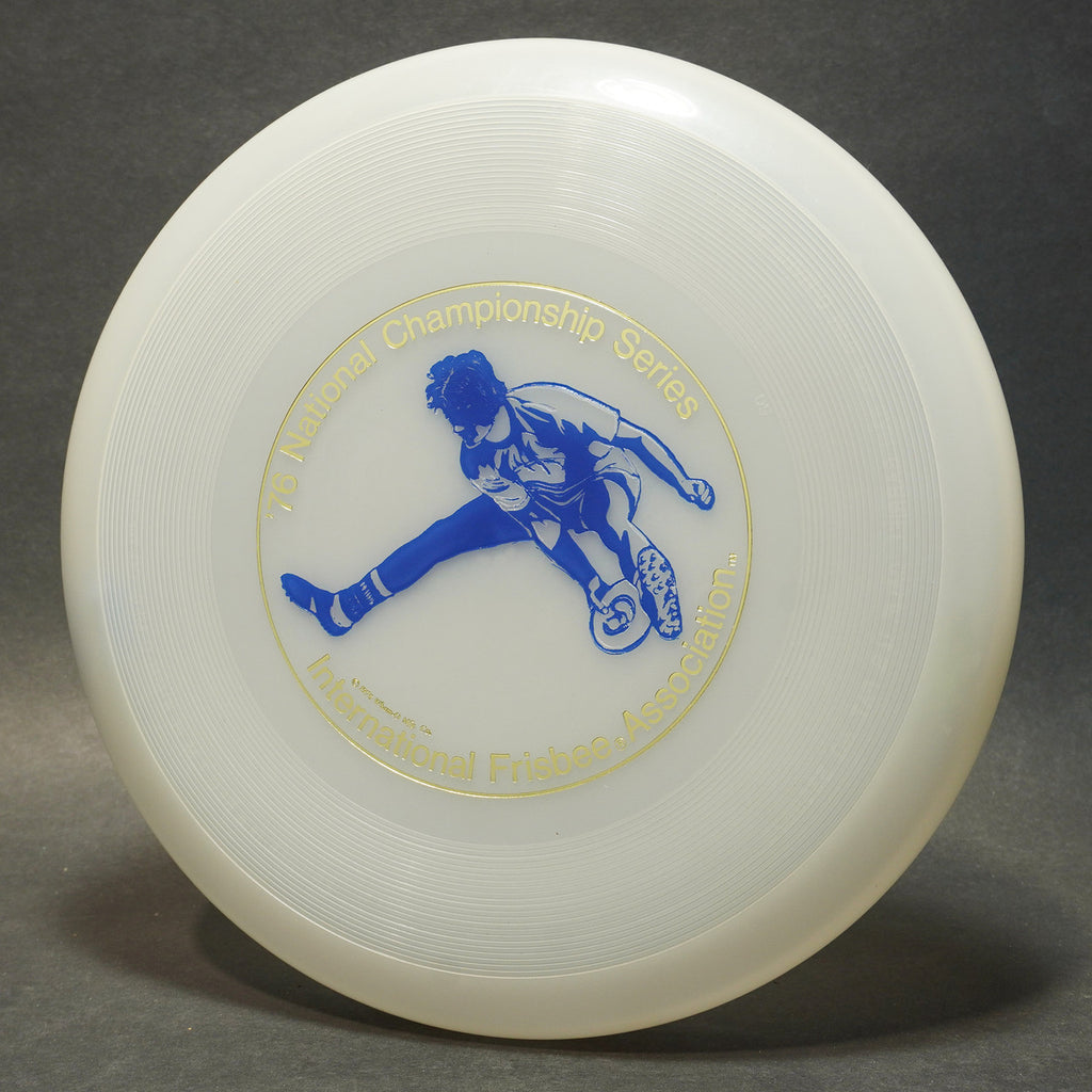 Wham-O 1976 North American Series 50 Mold Disc, Clear w/ Gold Blue Jimmy, 141g
