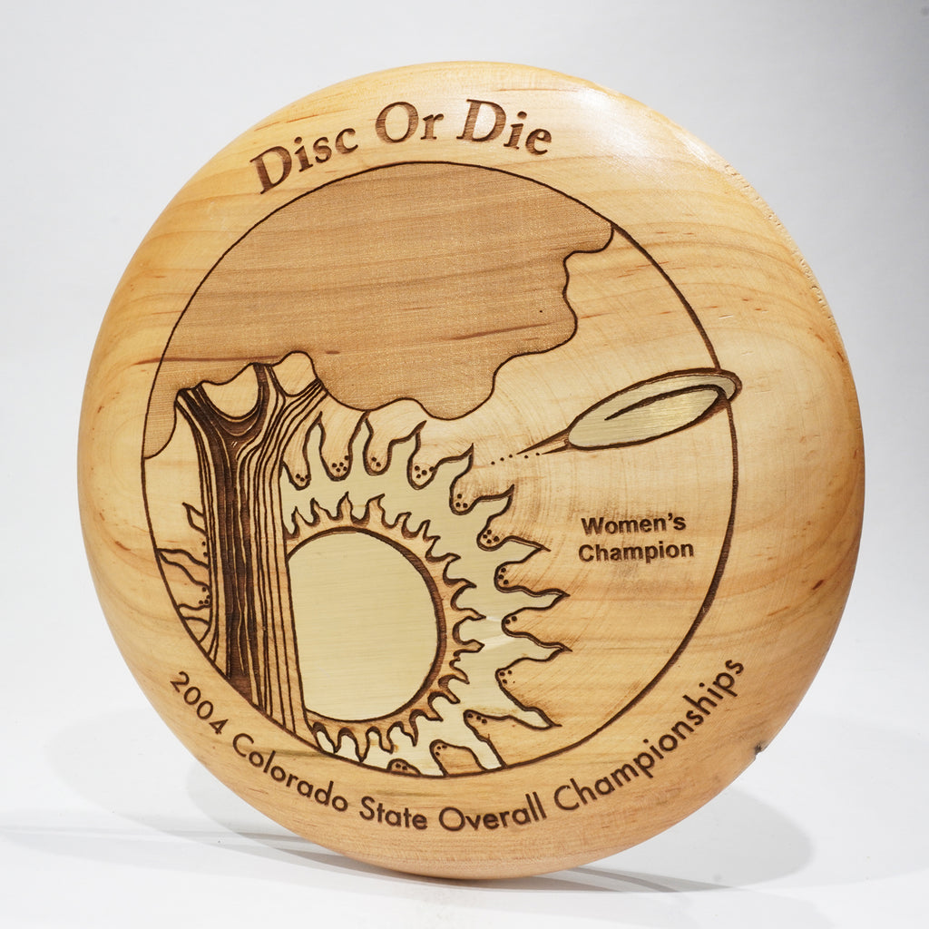 Wood Disc Golf Trophy / Award With Engraving