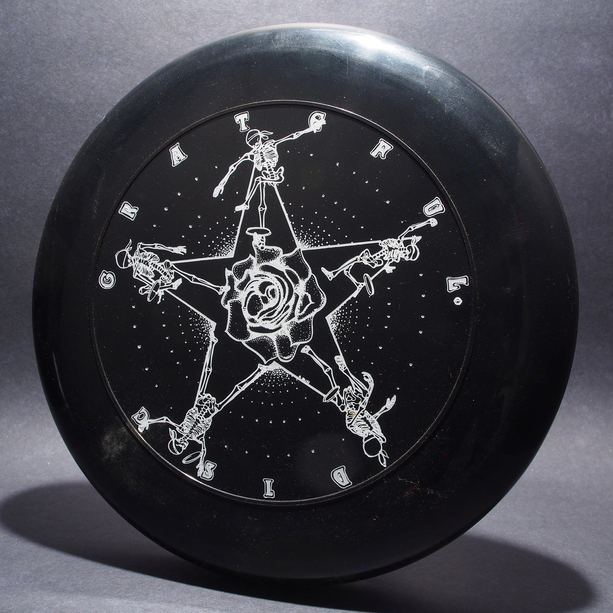 Discraft Sky-Styler Grateful Disc Black w/White Hotstamp, TR Vintage Freestyle Disc 1980s