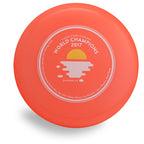 Wham-O 100 Mold FPA 2018 Design. Shows top view of an orange disc.