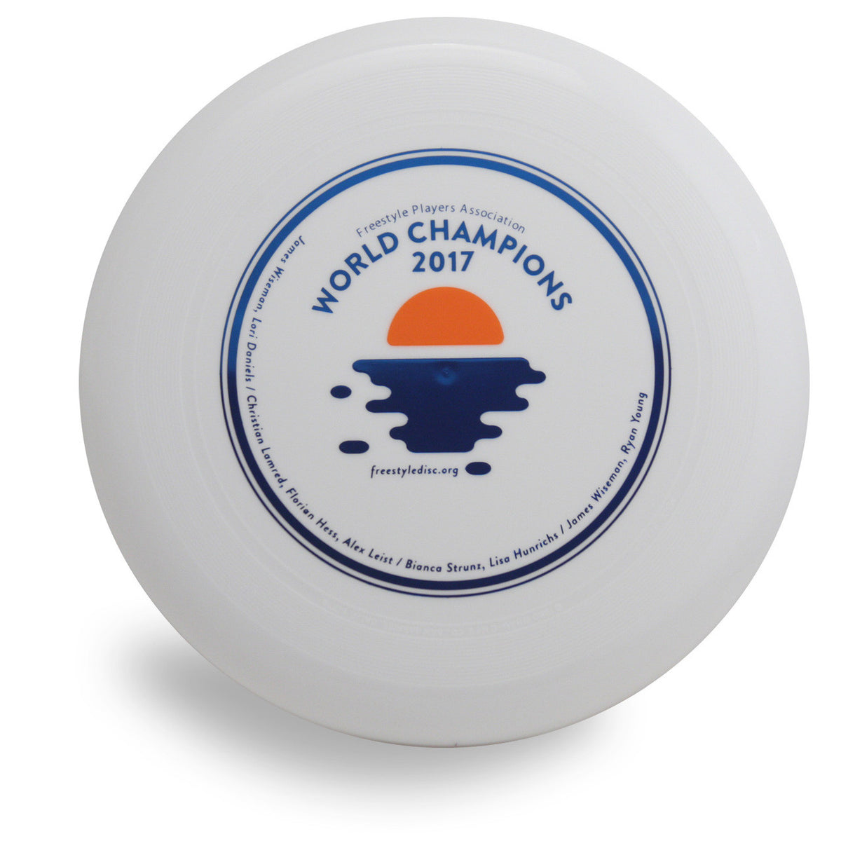 Wham-O 100 Mold FPA 2018 Design. Shows top view of a white disc.