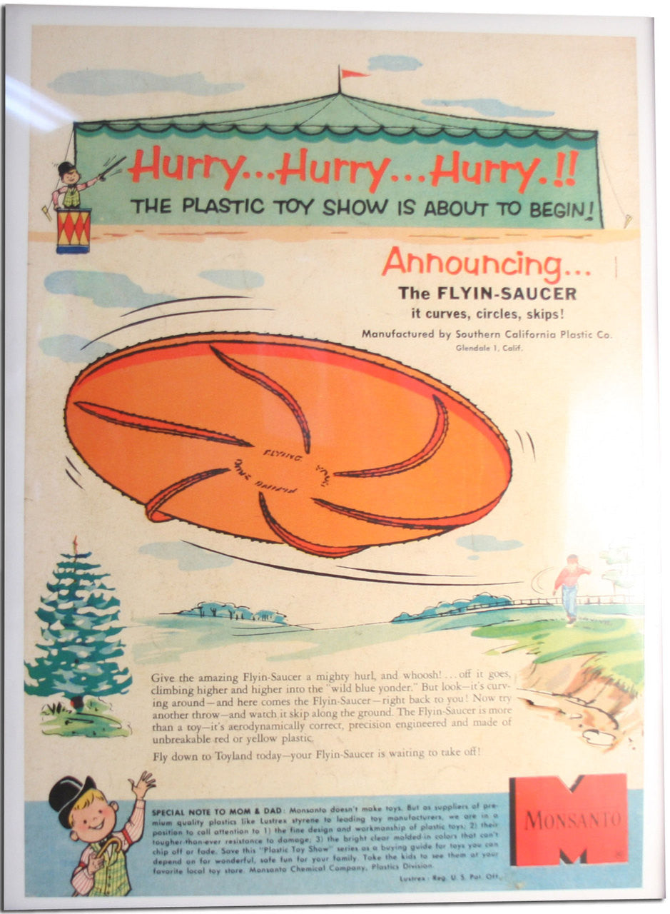 EARLY FLYIN-SAUCER POSTER PROMOTIONAL PRINT - CLASSIC ART FRISBEE DISC
